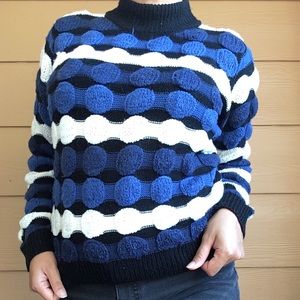 Vintage Polka dot striped turtleneck sweater